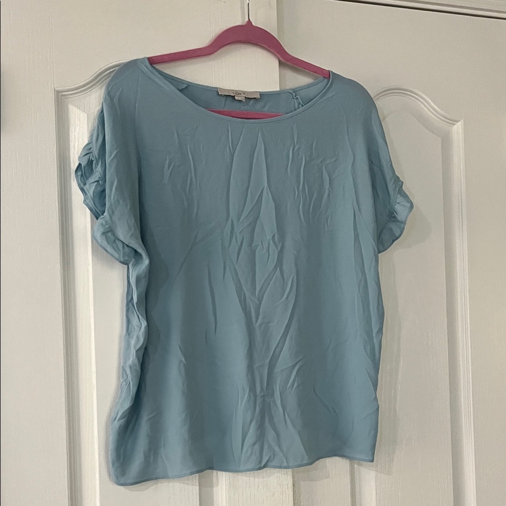 Loft Maternity Light Blue Women's Short Sleeve Blouse